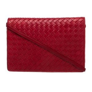 Bottega Veneta Red Intrecciato Portfolio Crossbody Bag